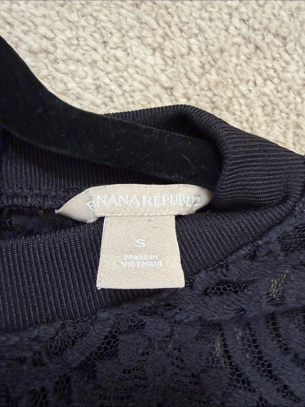 Banana Republic Black Lace Long-Sleeve Blouse